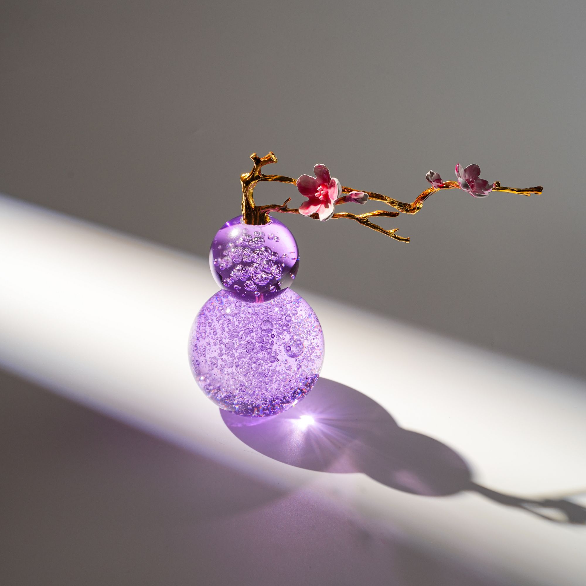 K9水晶珐琅彩紫色葫芦创意室内高档轻奢玄关摆设茶室开业乔迁礼物