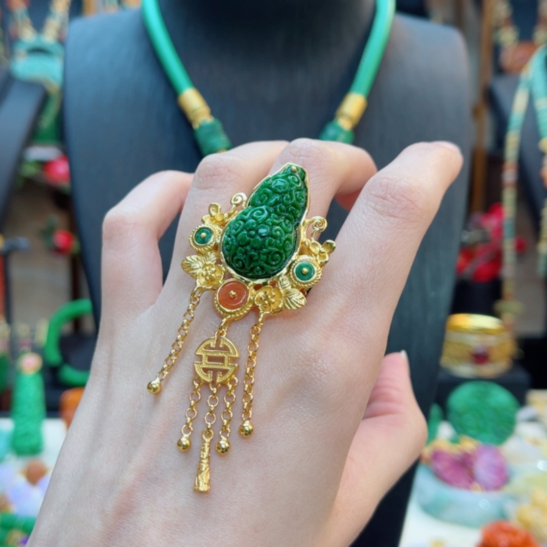 翡翠戒指银S925镶嵌48小时鉴赏期