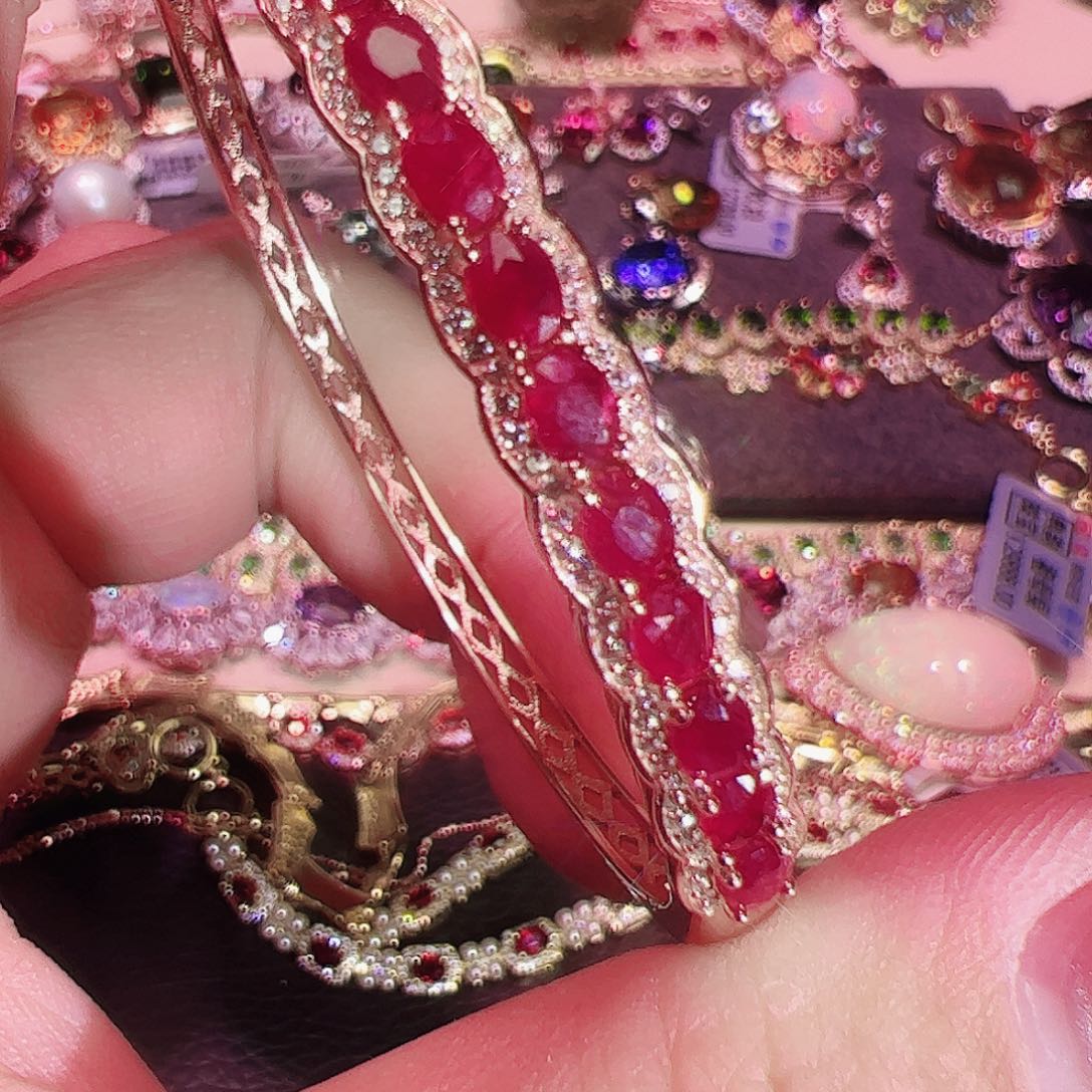 红宝石手镯银S925镶嵌