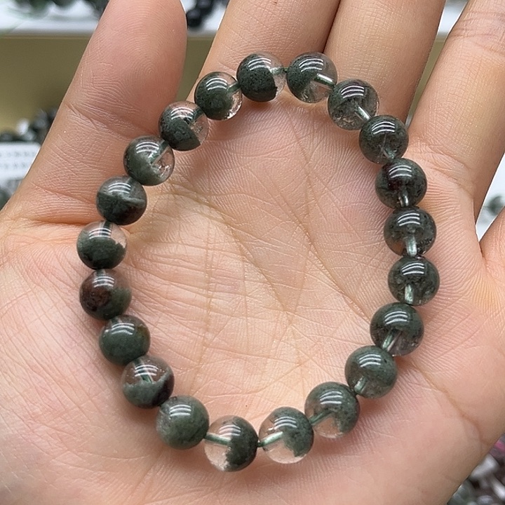 水晶手串未镶嵌巴西绿幽灵聚宝盆