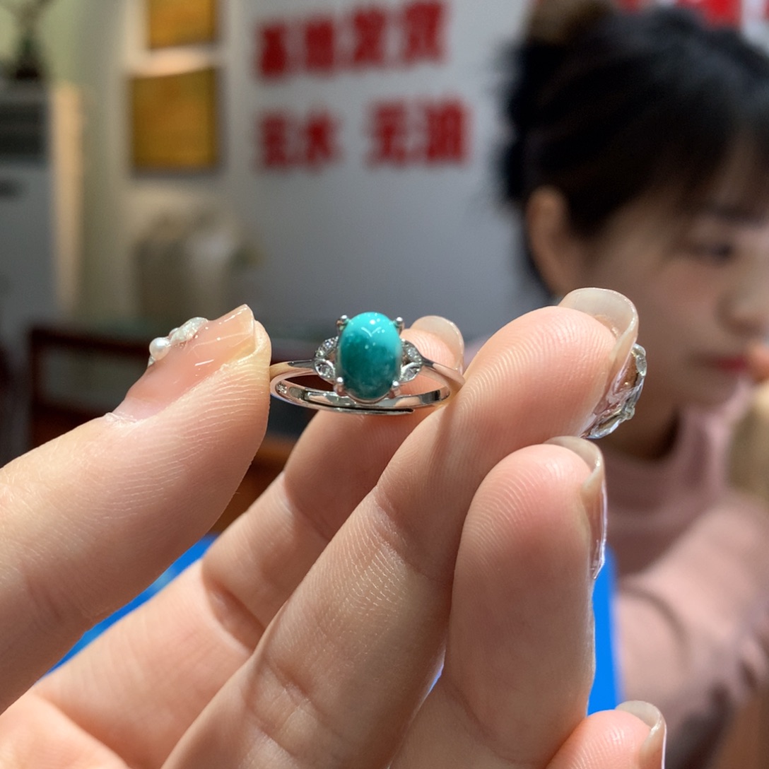 绿松石戒指银S925镶嵌