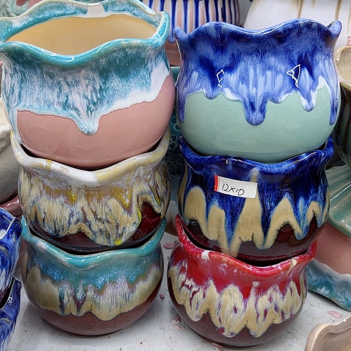 多肉绿植陶瓷花盆9.9包邮，有孔