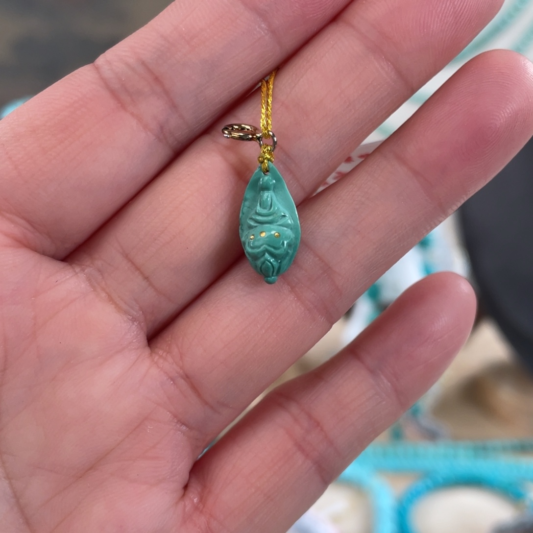 绿松石未镶嵌套链无相佛吊坠