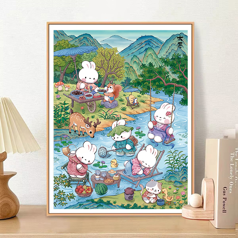 皇室蒙娜丽莎大暑兔十字绣2025爆款新款客厅高级小件玄关卧室刺绣