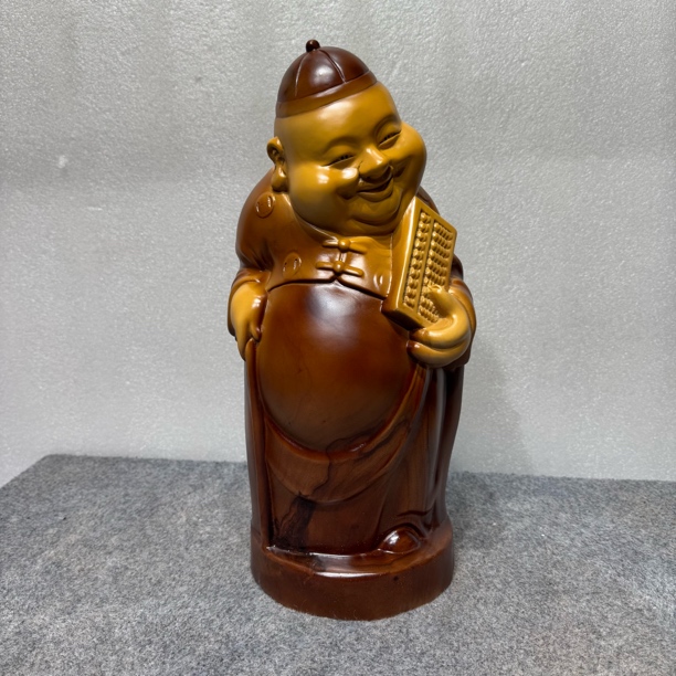 地主老财香樟木整木雕刻