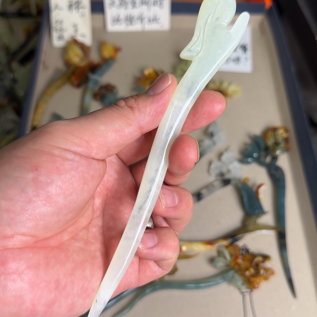 岫玉发饰未镶嵌岫玉发簪就是好看