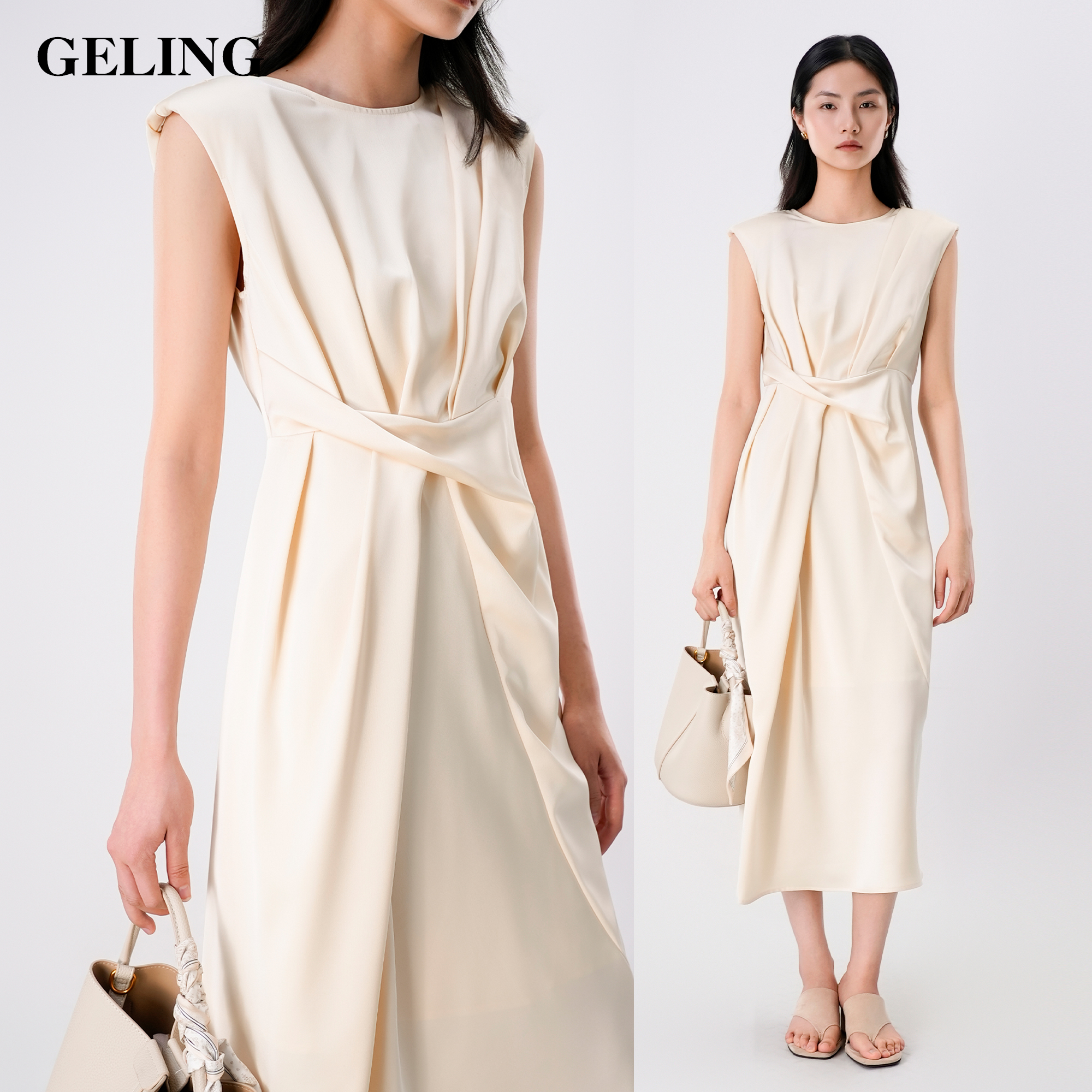 GELING/歌&玲GELING/歌&玲夏季扭结背心连衣裙气质G501X173L