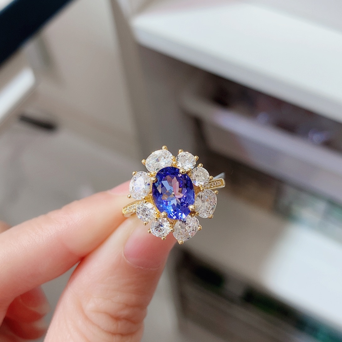 坦桑石戒指银S925镶嵌