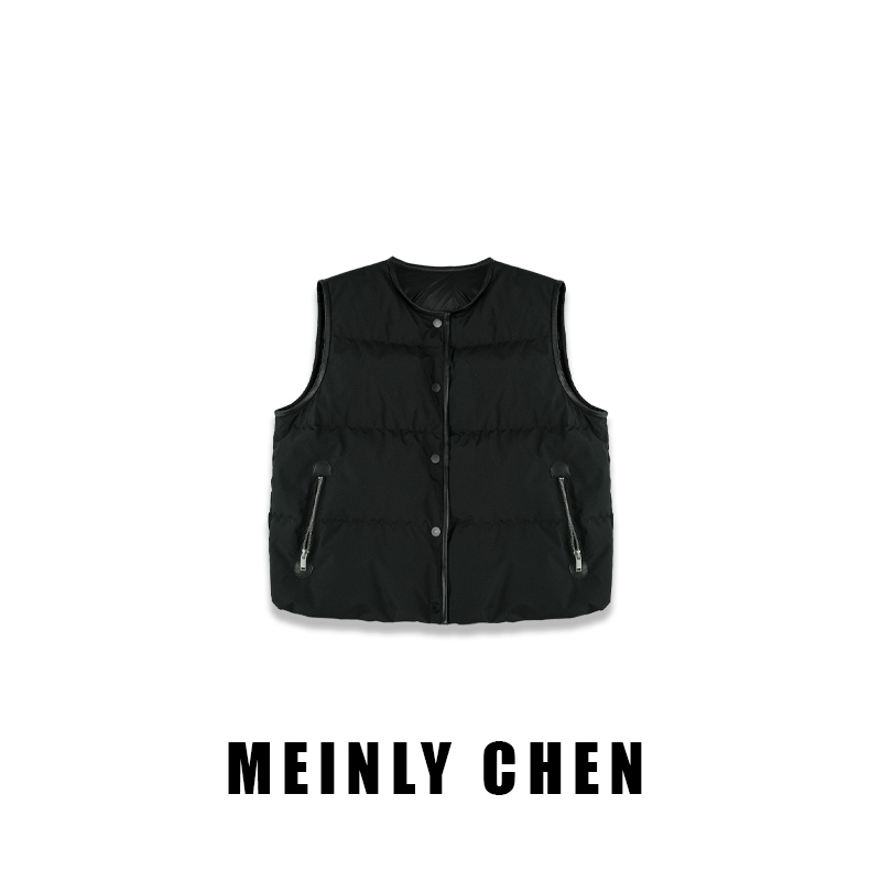 【MEINLY  CHEN】【黑色马甲】高端设计师款百搭无袖羽绒服824762