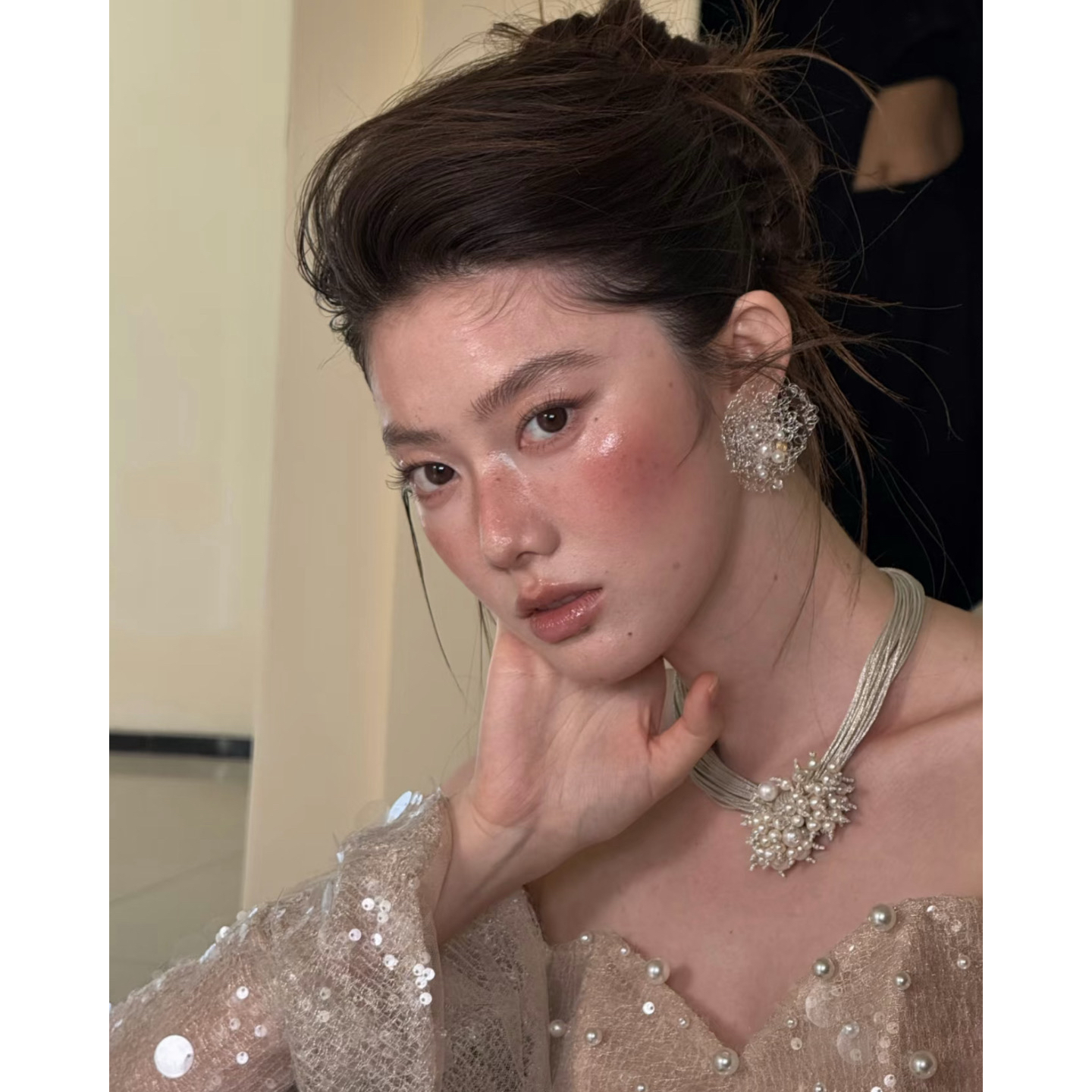 小南一｜康康同款 设计感绳结珍珠项链套装