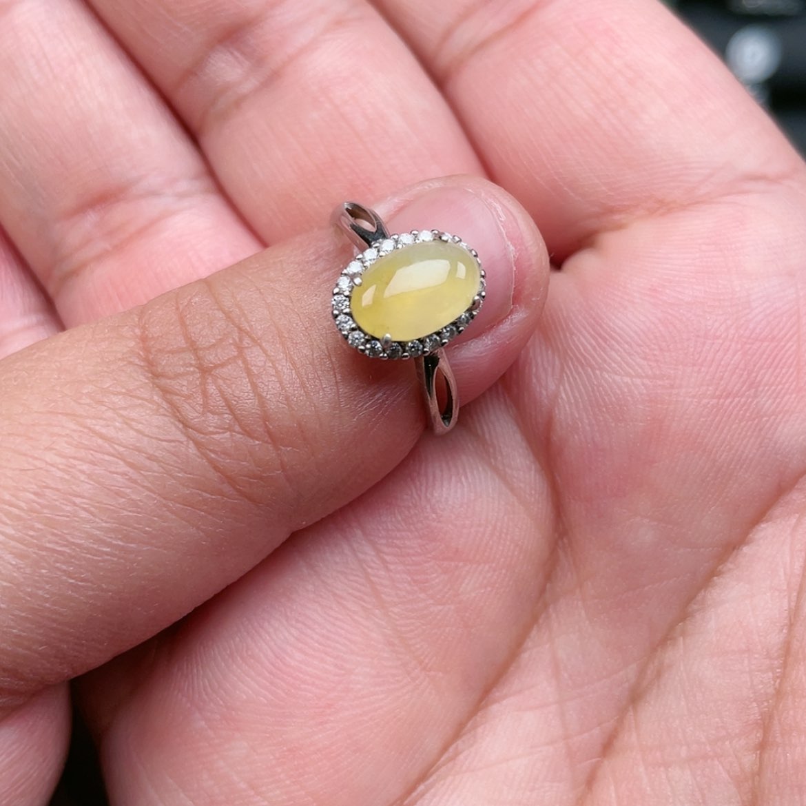 【闪购商品】翡翠戒指银S925镶嵌微****?Oooooooo 