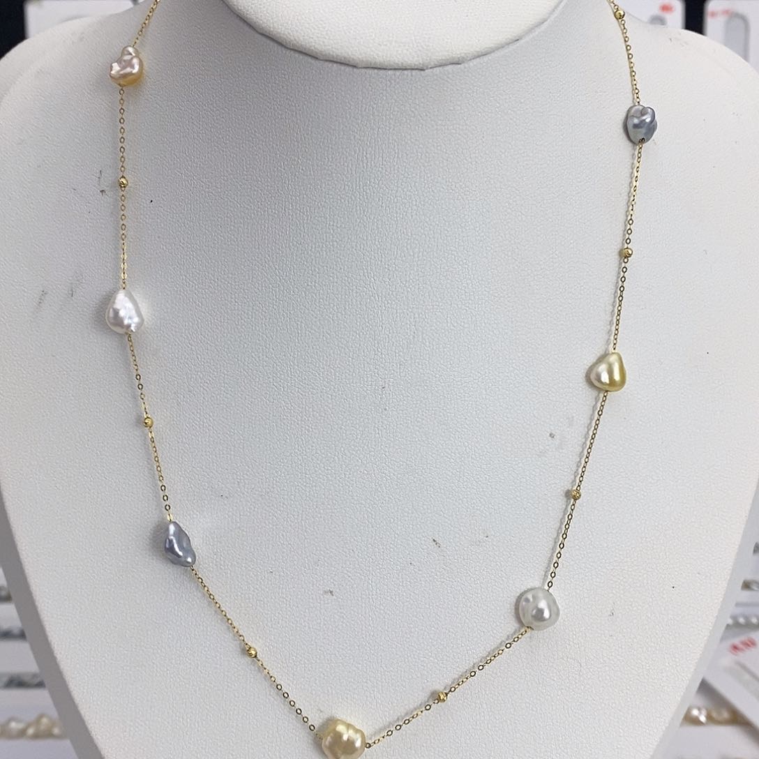 定制海水珍珠项链18K金镶嵌