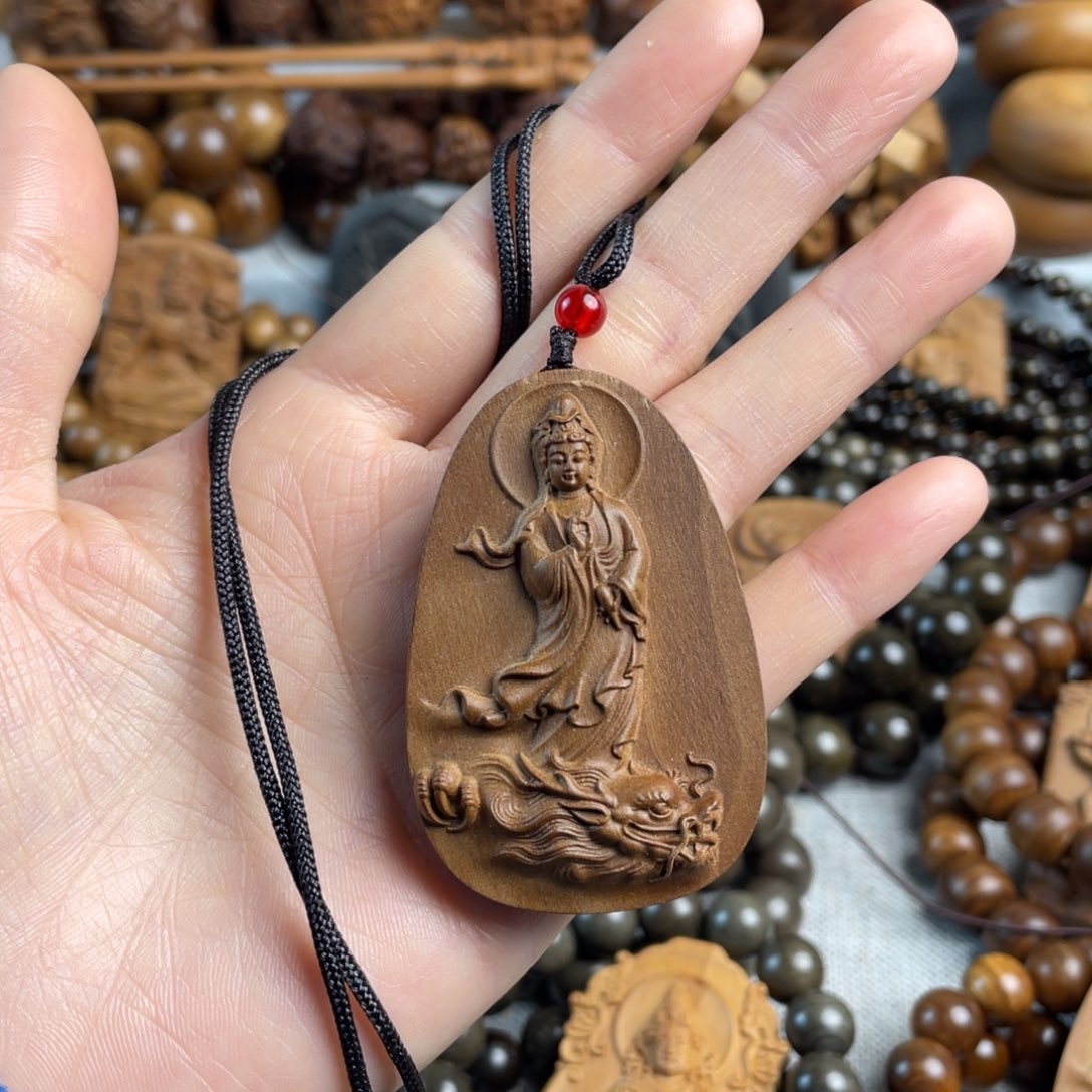 木老山檀香御龙观音吊坠