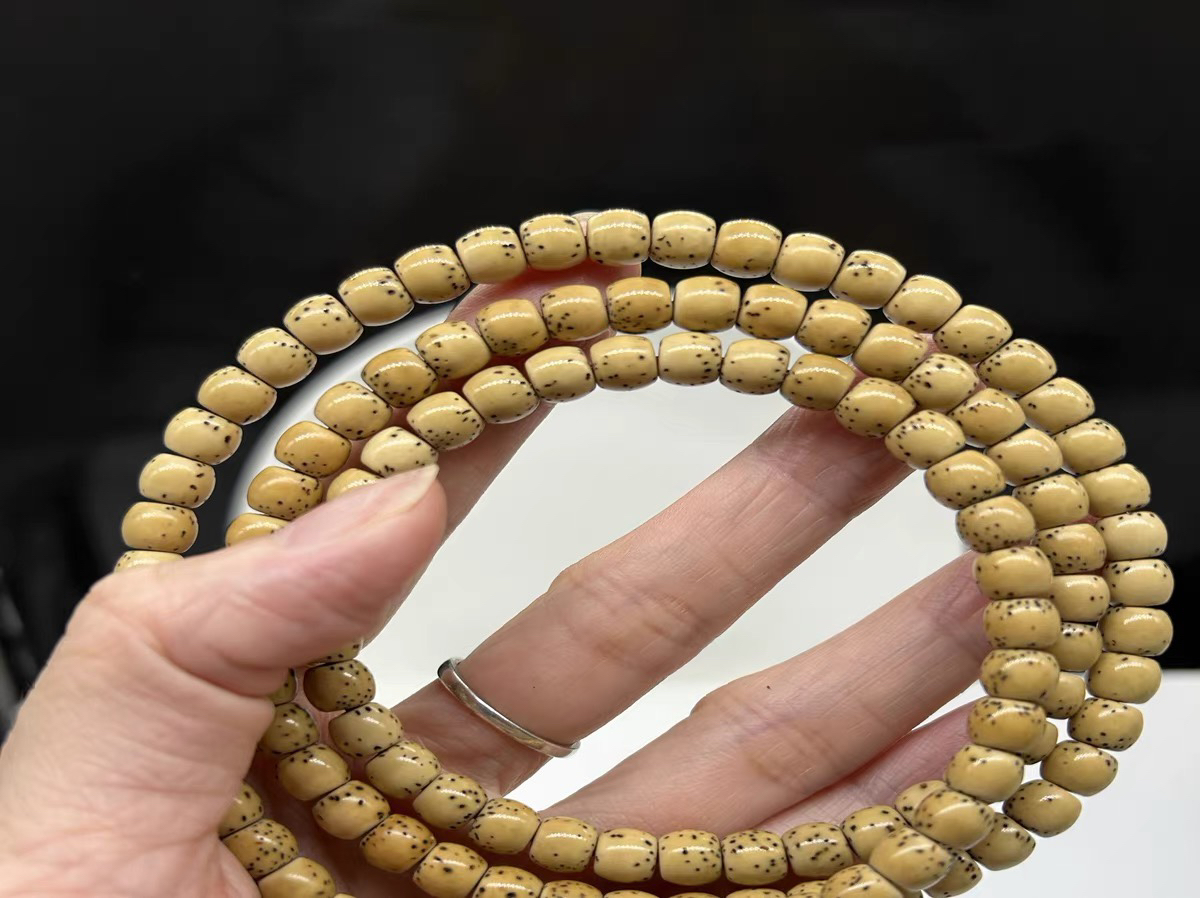 毕业级海南毛感料原生态油6X7直切半壁留白桶珠星月菩提108佛珠