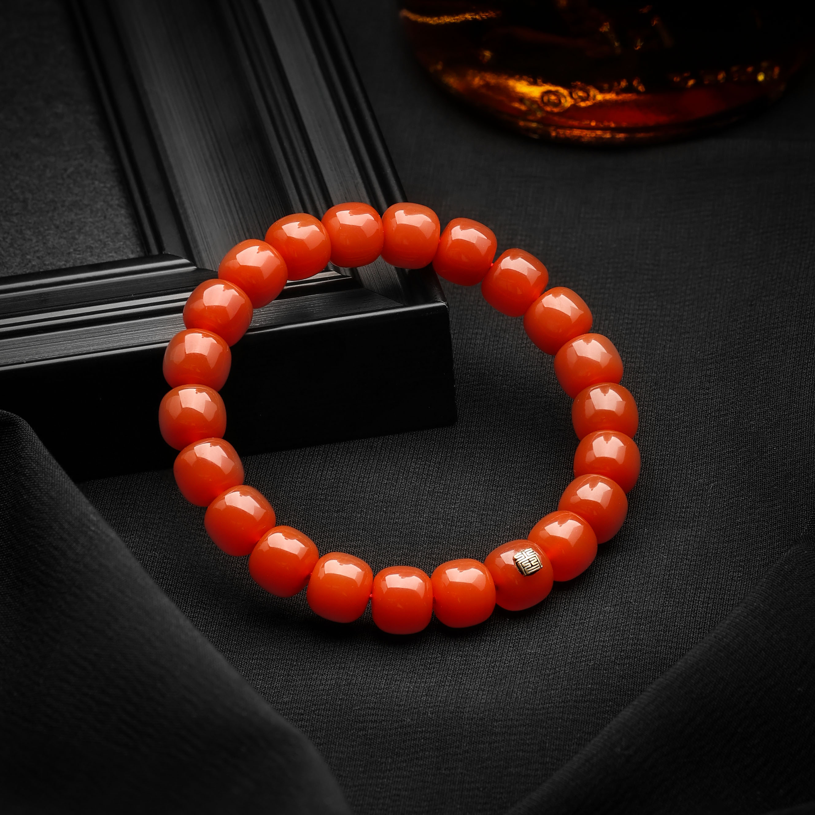 尚夏【赤系列】10MM原矿南红无优化冰红设计款手串无外裂