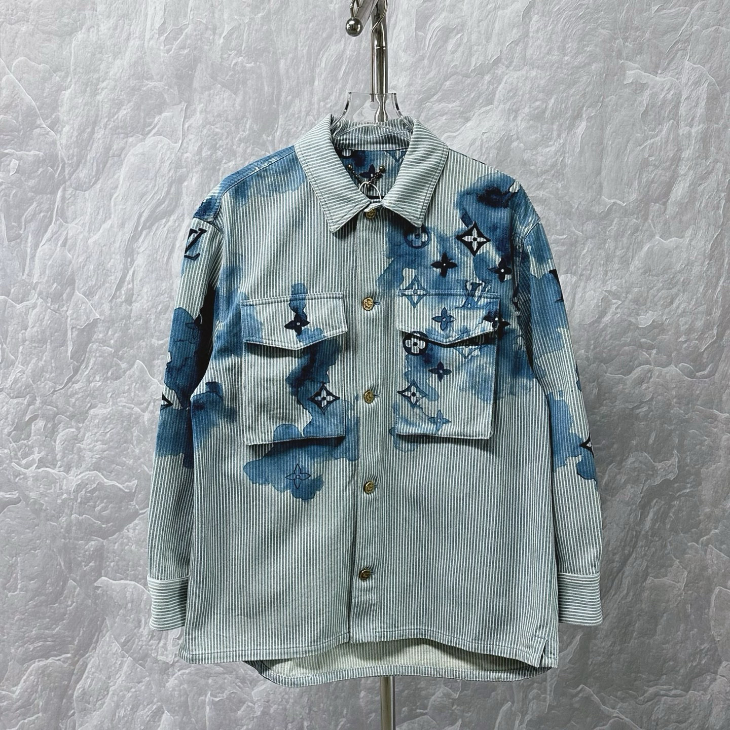 99新 LouisVuitton/路易威登 水墨老花条纹牛仔衬衫外套M码D15803