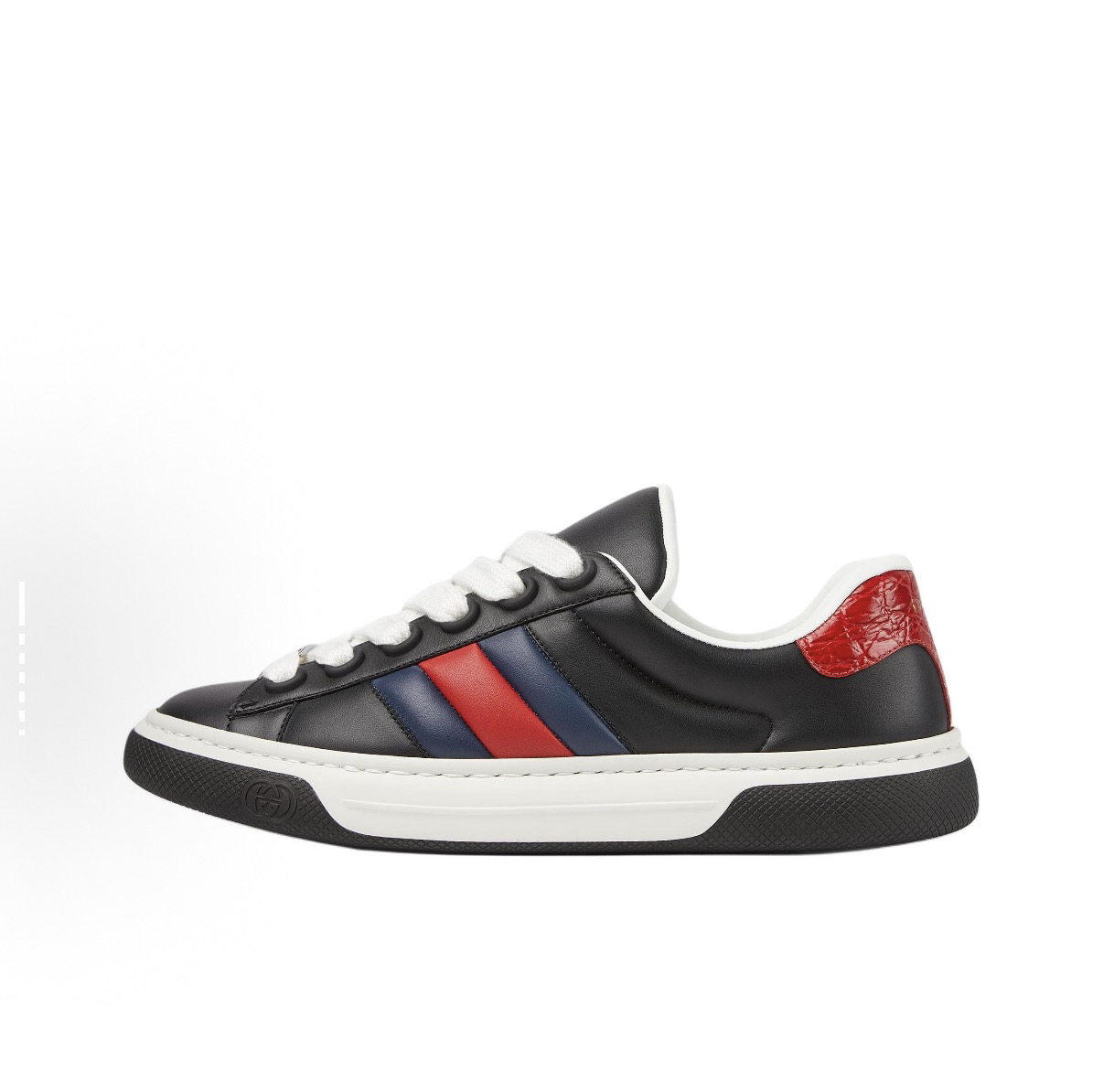 未使用 GUCCI/古驰 古驰 ACE黑红色皮质胖丁板鞋