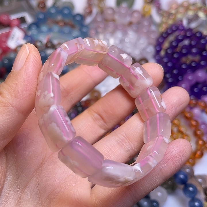 水晶手链未镶嵌樱花玛瑙手牌