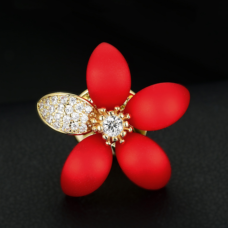 铜珐琅胸针 3066 满江红 红色迷你胸花别针领针防走光针 西装配饰