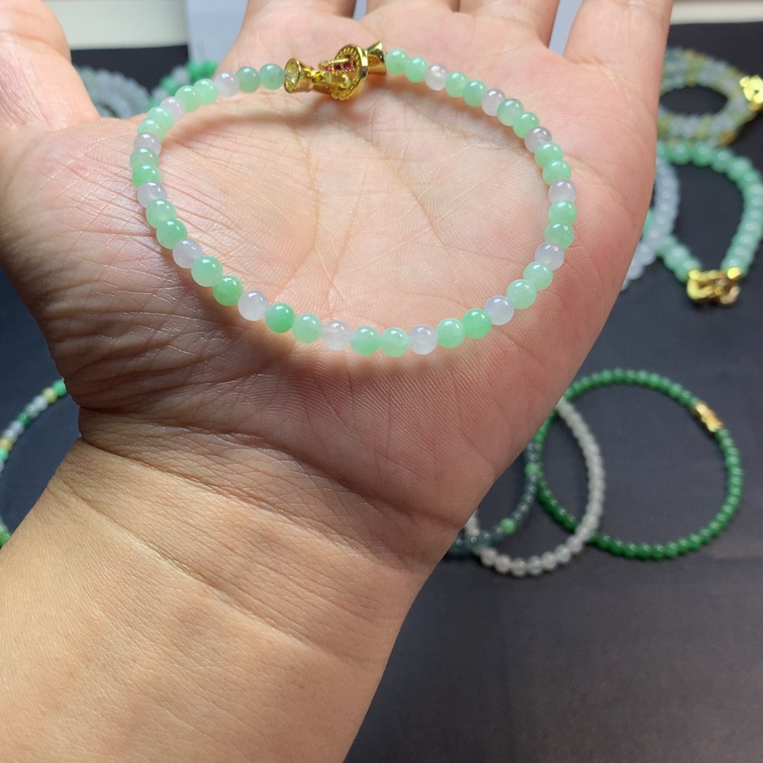 定制翡翠未镶嵌卡4.3双彩紫罗兰小米串