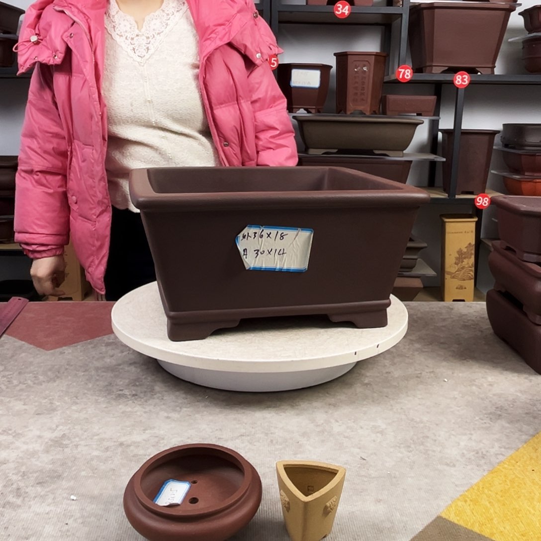 紫砂花盆内口30，内深14