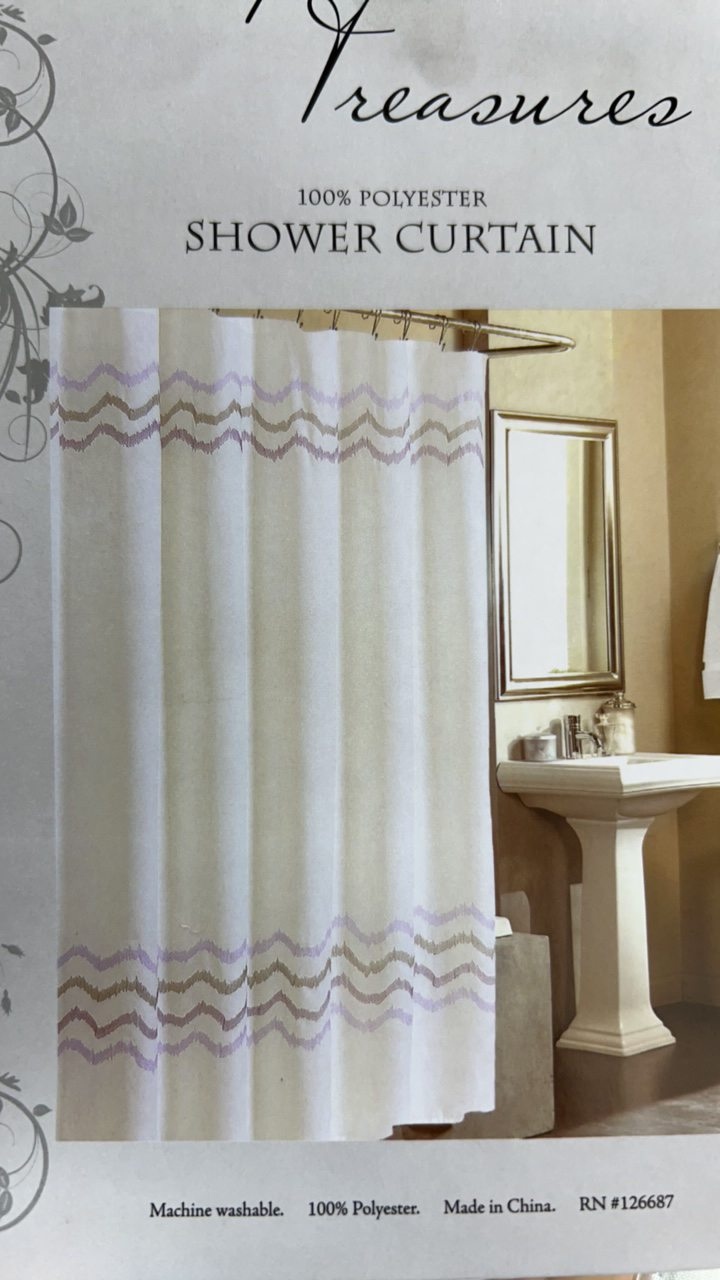 外贸～浴室刺绣窗帘180*180微瑕～A608