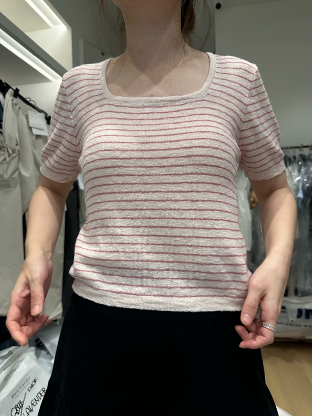 东大门捡漏毛巾料条纹半袖