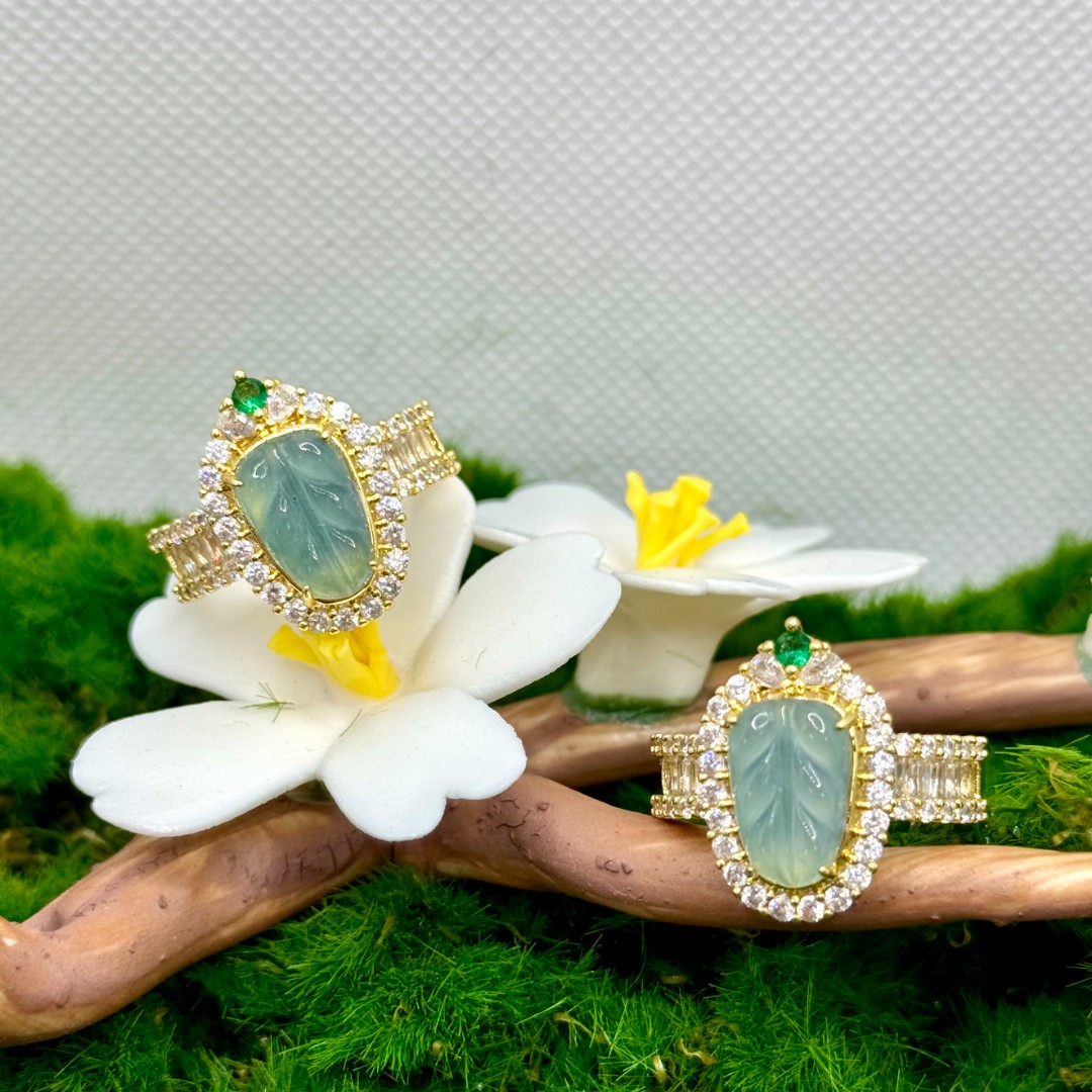 AT5082【任会长珠宝】A货-翡翠叶子戒指-活口-多样性只发一件