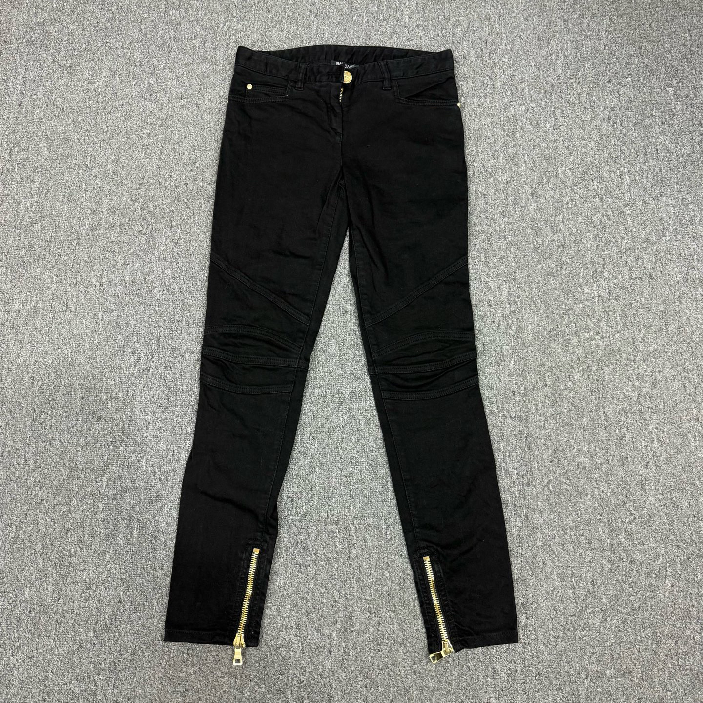 99新 BALMAIN/巴尔曼 18036480 nz巴尔曼黑色拉链牛仔裤 36码99新