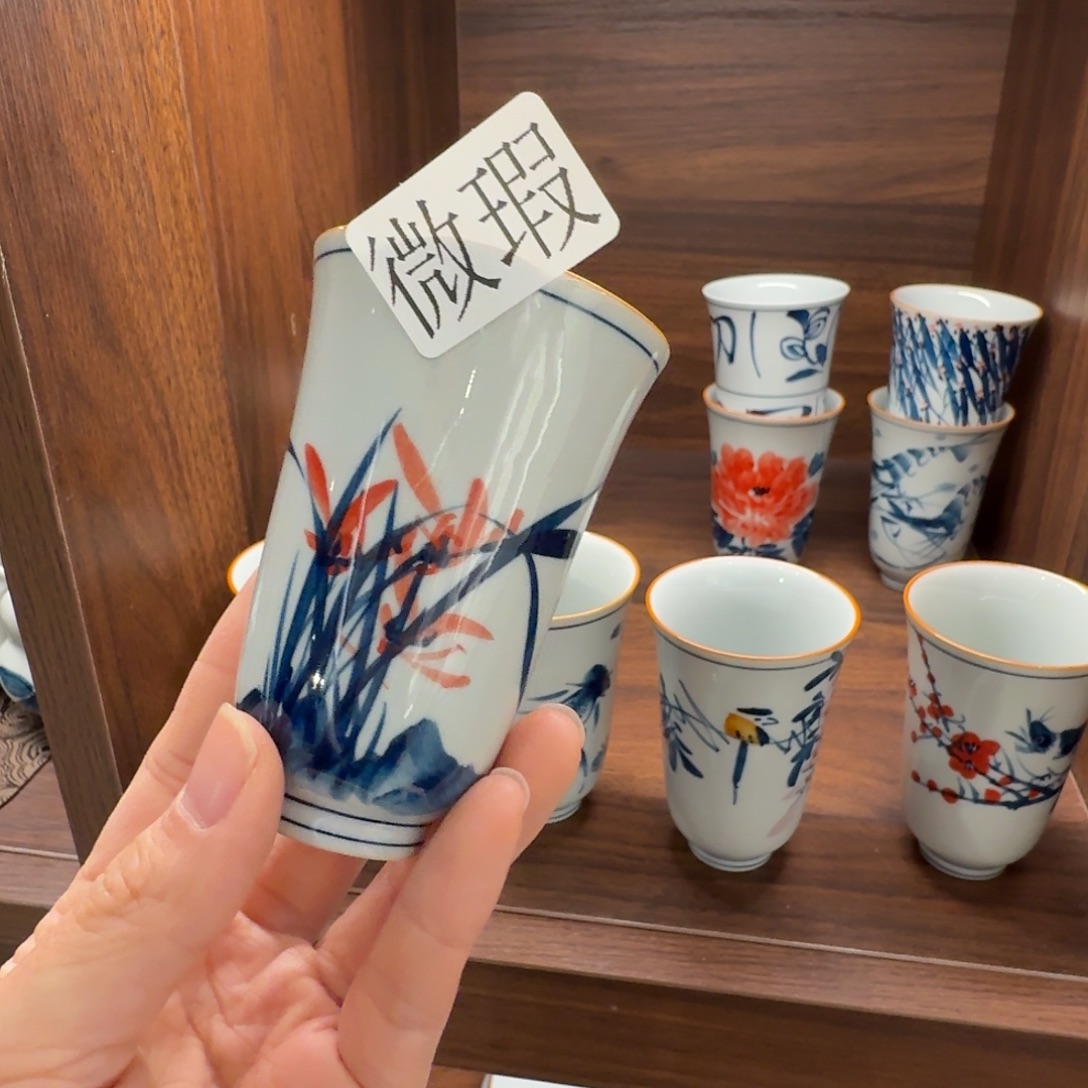 釉下手绘茶具微瑕