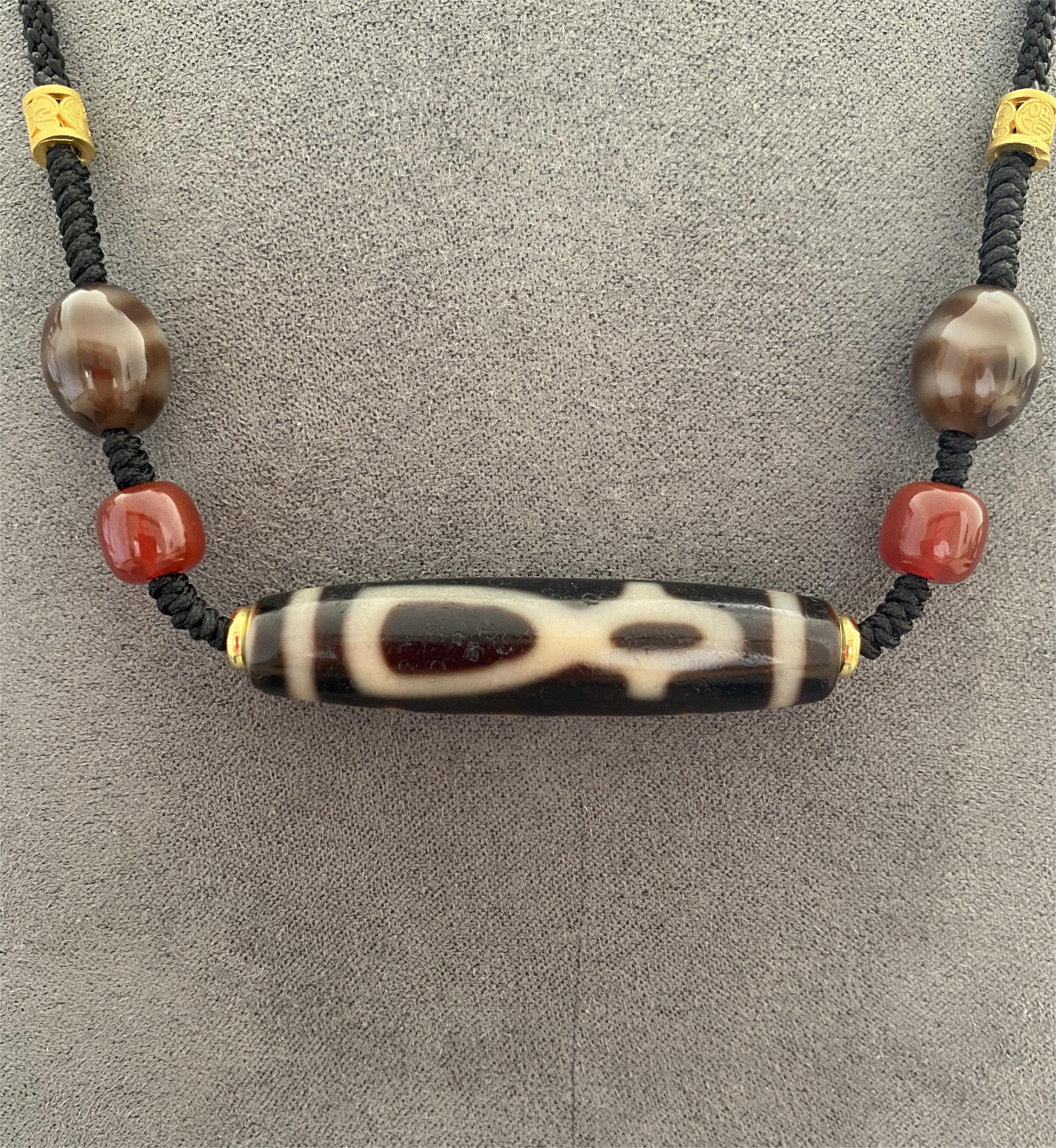 【一品臻宝】藏区回流老料五财神天珠设计款玛瑙古珠男女同款