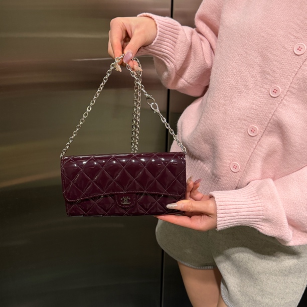 95新 Chanel/香奈儿 95新chanel韵味紫银扣cf翻盖钱包