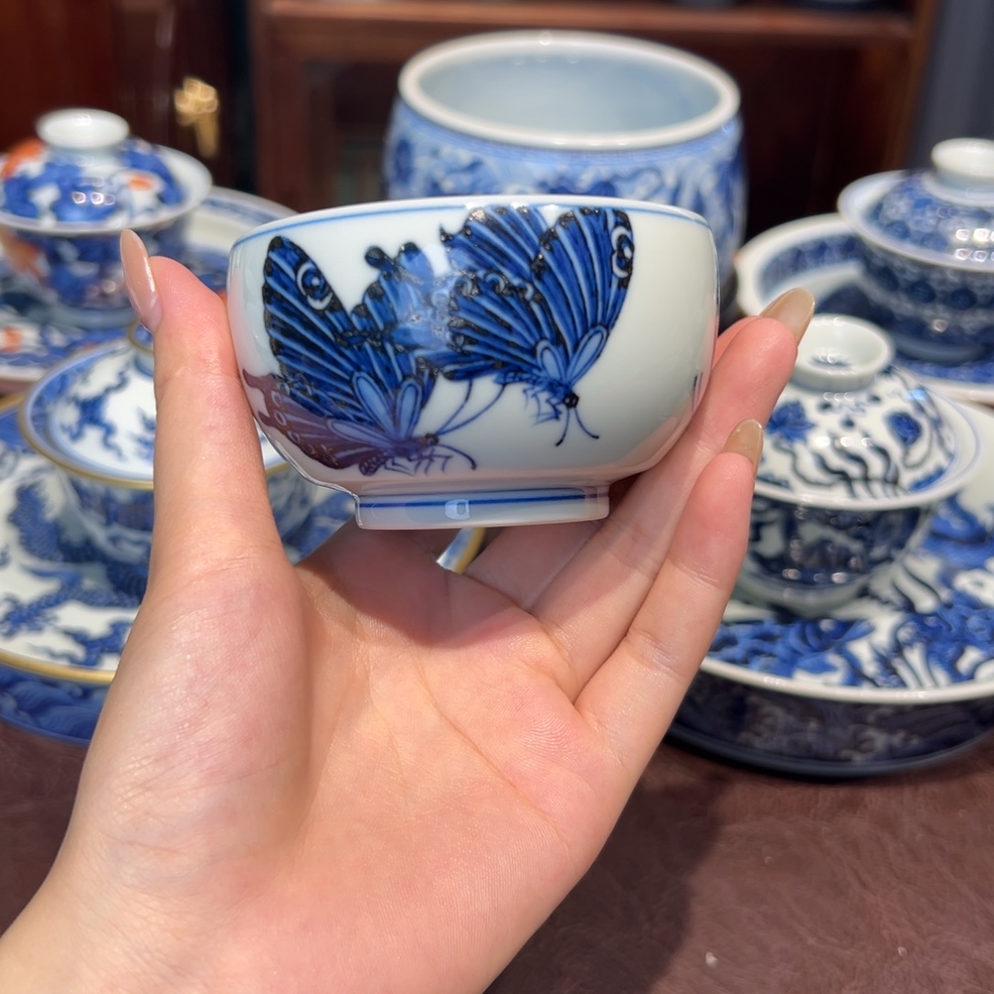 青花雯华堂手绘杯杯