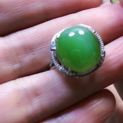和田玉戒指银S925镶嵌