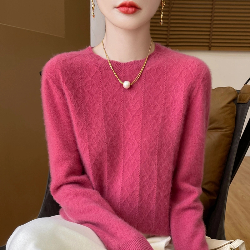一线成衣100纯羊毛半高羊毛衫女加厚绞花毛衣韩版百搭秋冬新款