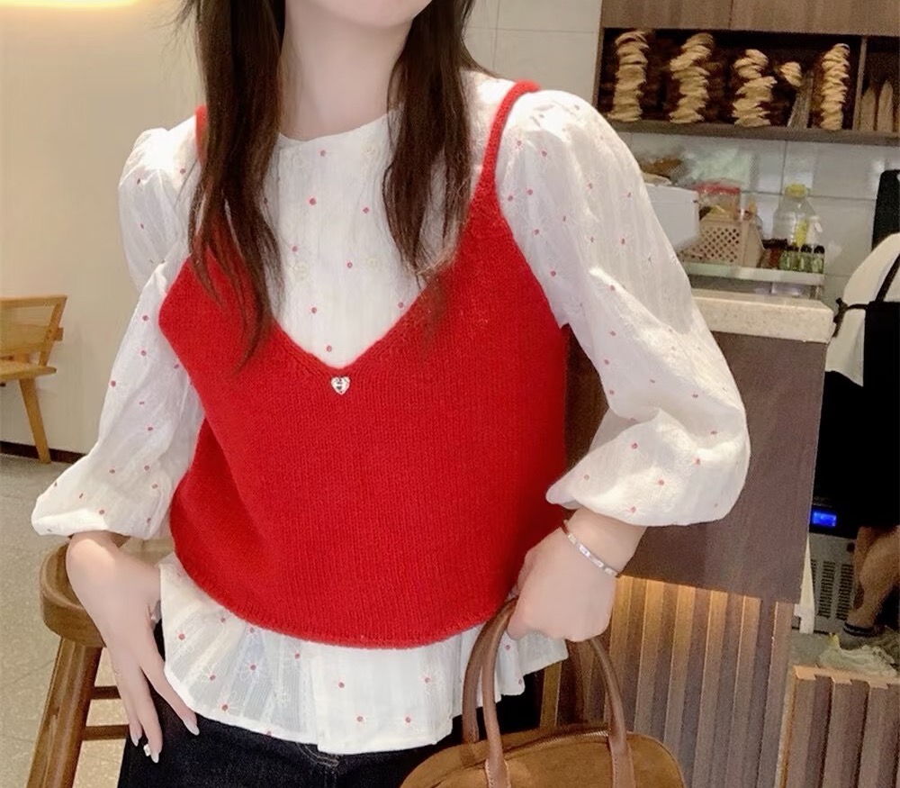 小柚vintage秋冬季吊带叠穿针织小吊带