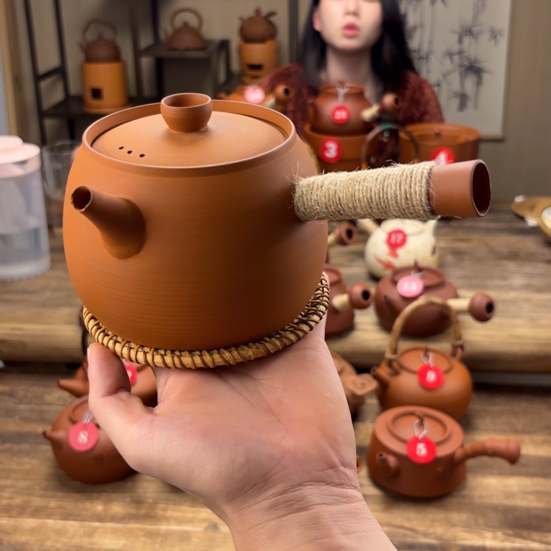 煮水煮茶甘甜 潮州砂佻壶 搭藤垫