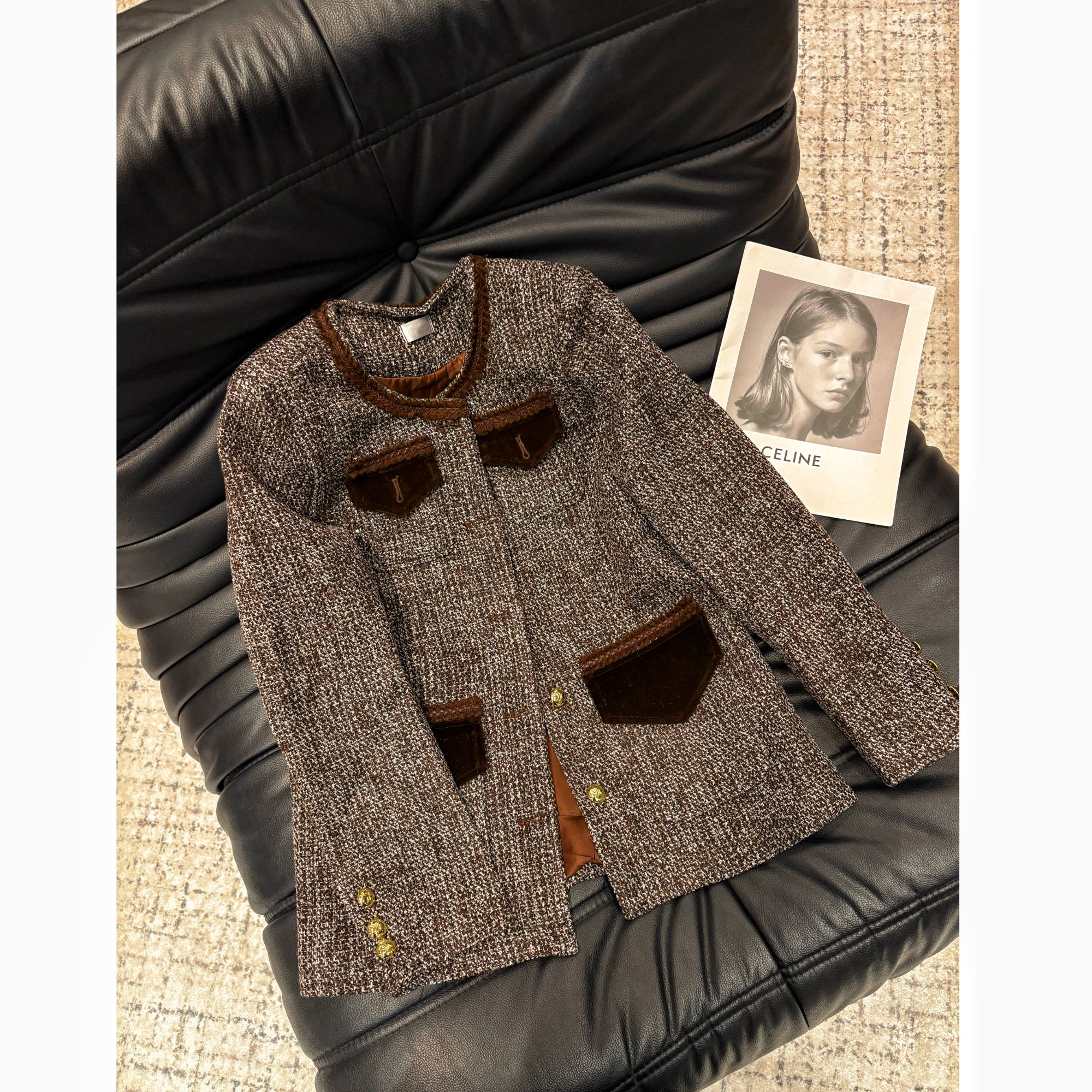 《An ni》【琳琳】秋冬新品长袖宽松复古风小香风外套Ani-D087