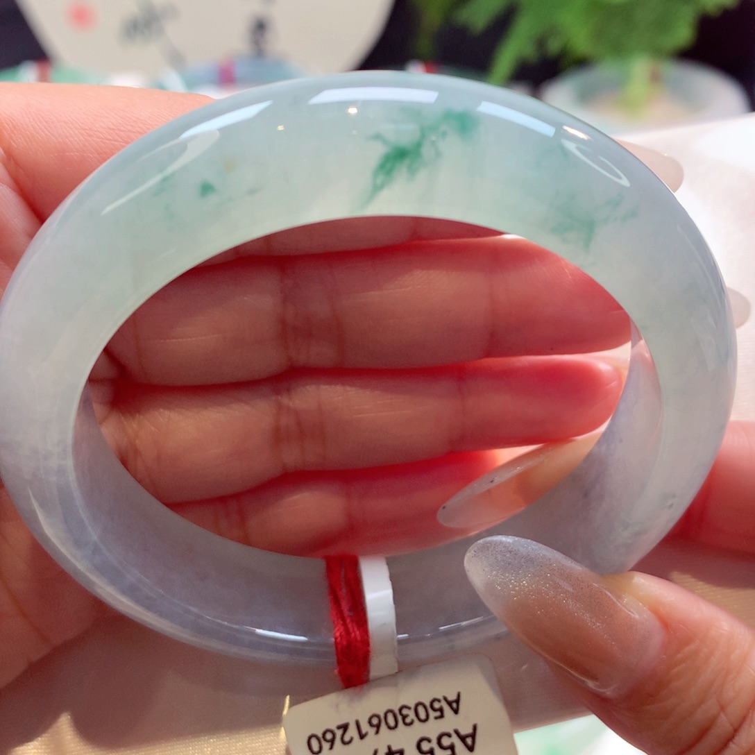 未镶嵌手镯翡翠55圈冰胶起光飘花（3号）