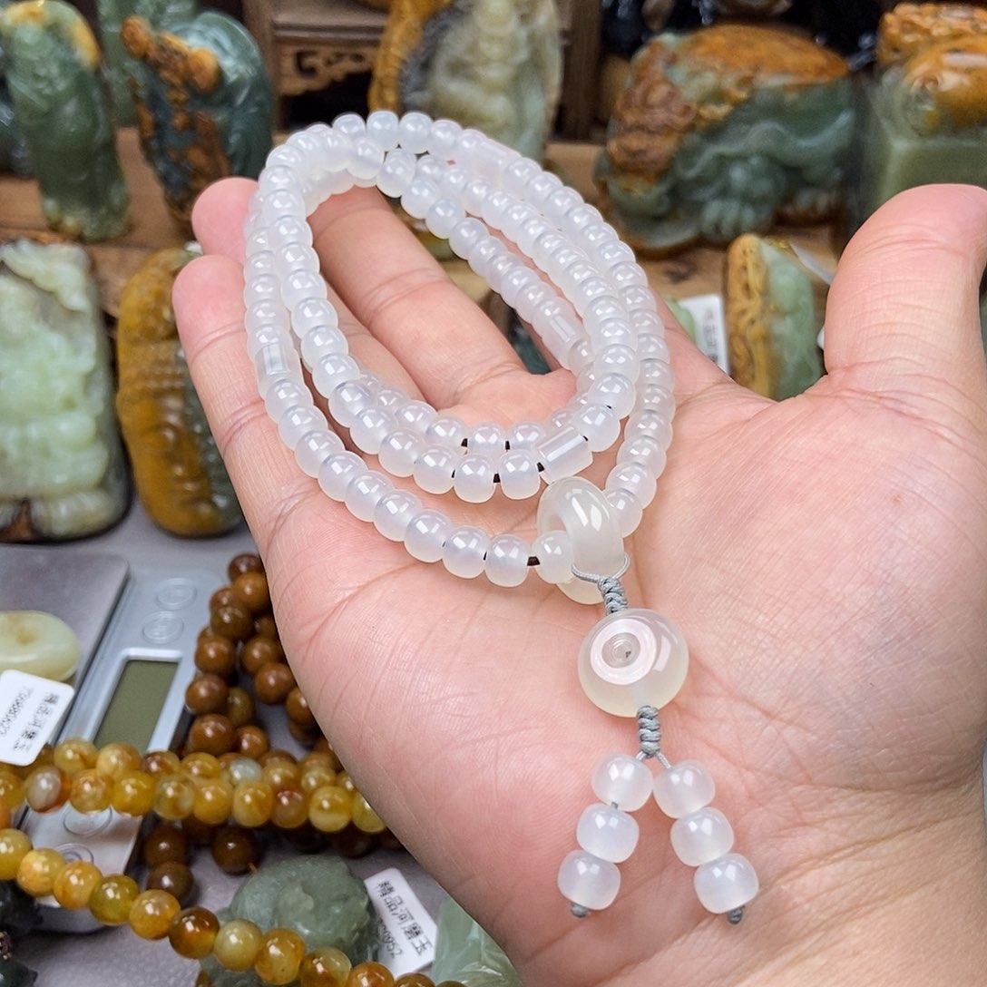 蛇纹石玉手串合金写****n