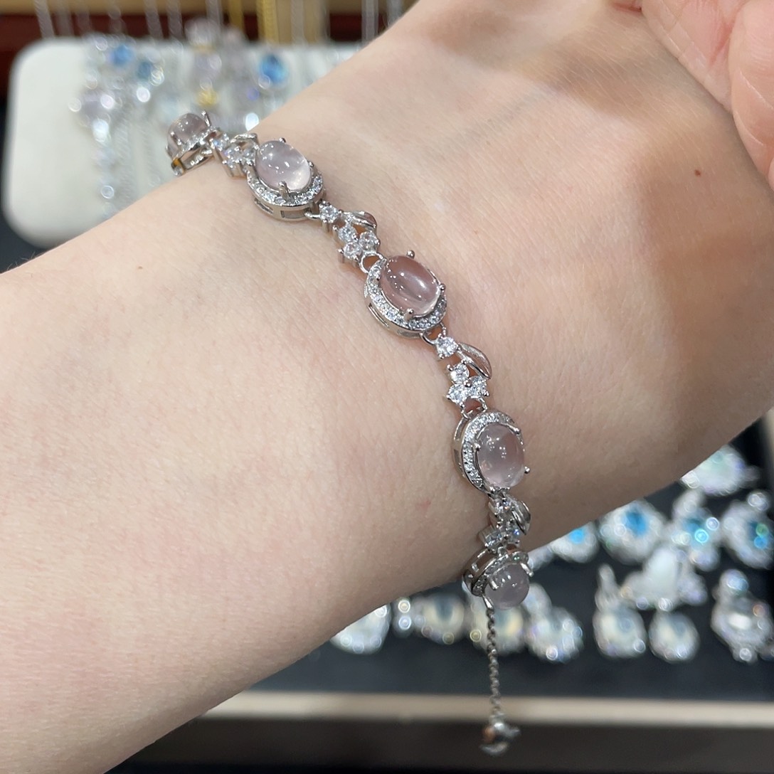 芙蓉石手链银S925镶嵌月*-