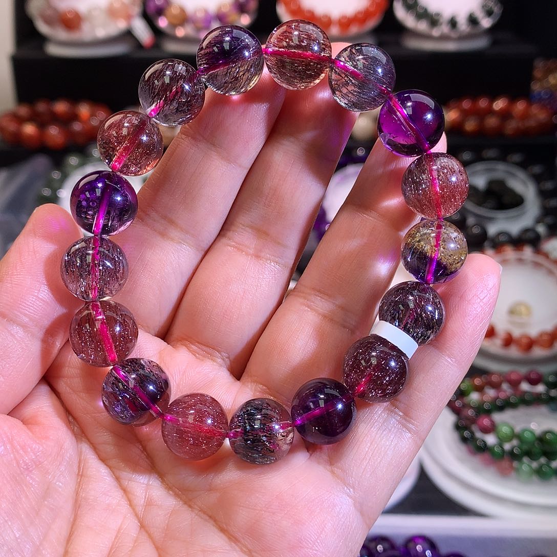 水晶未镶嵌手链12.8毫米超七