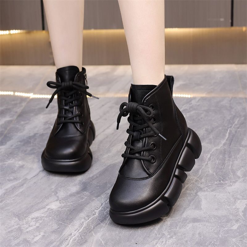 C33马丁靴女2025年秋冬新款加绒短靴松糕厚底复古时尚英伦风靴子