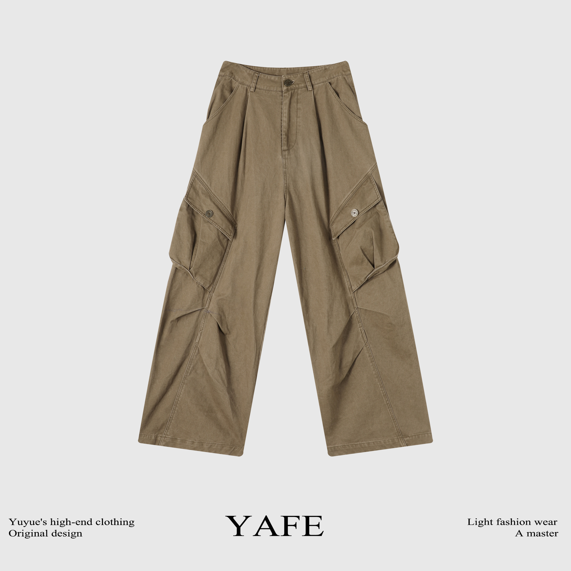 杨九七 夏季中性复古工装水洗百搭长裤宽松休闲多口袋工装裤 7514