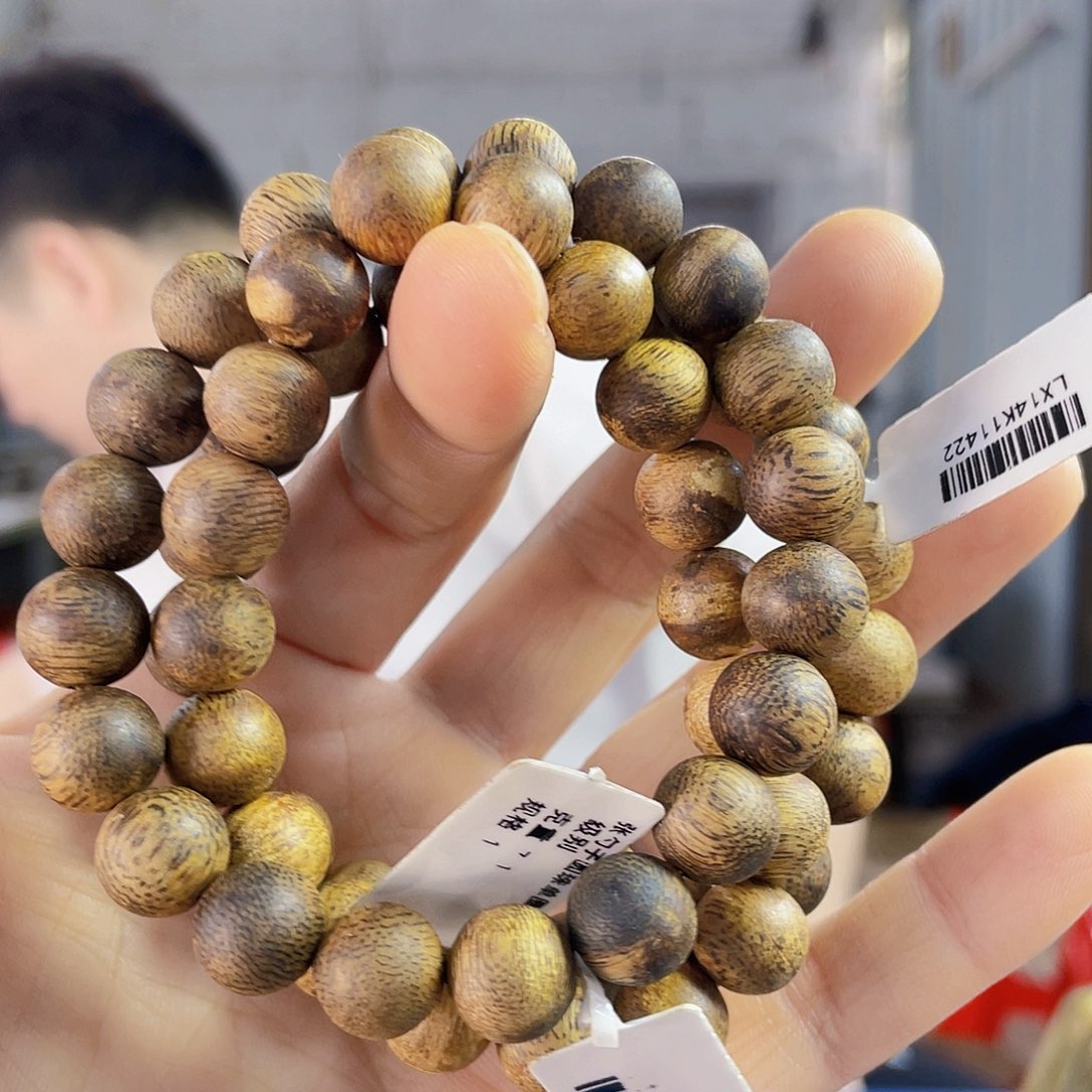 沉香手串老白棋圆珠单圈1.0/7克多样性发一