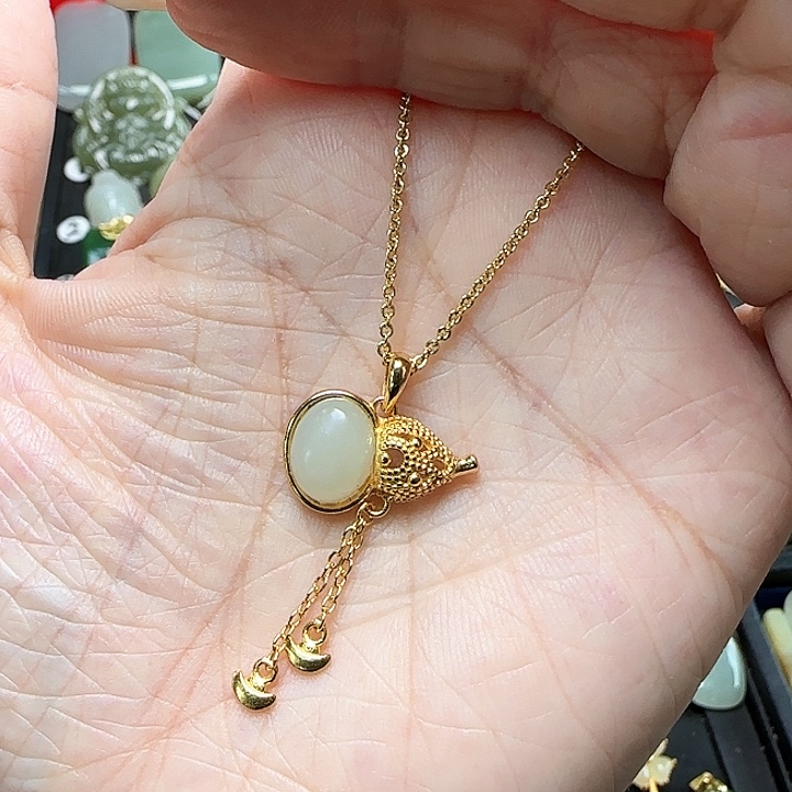 颈饰银S925镶嵌和田玉