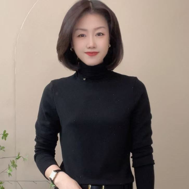 1152常规女士极简风秋冬宽松型高领内搭时尚女T恤