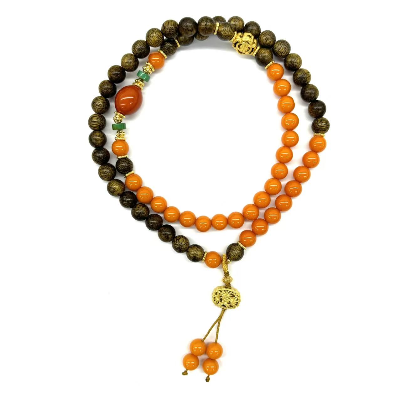 s1760-国风设计款气质款DIY黄圆珠手串-赠礼盒