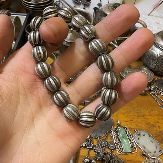 清***足银木质足银手串