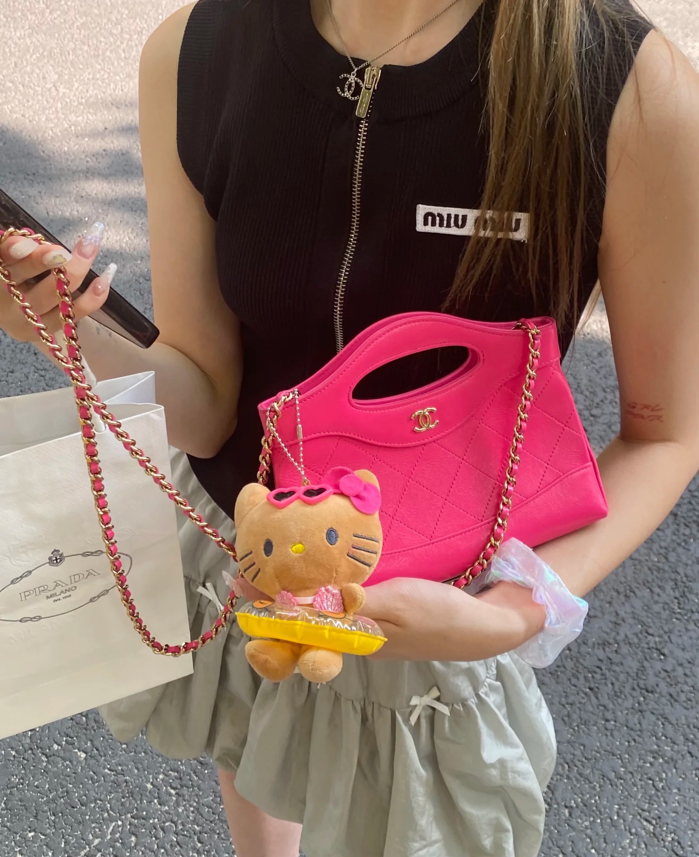 99新 Chanel/香奈儿 玫粉色31bag nano包 20cm 12477129